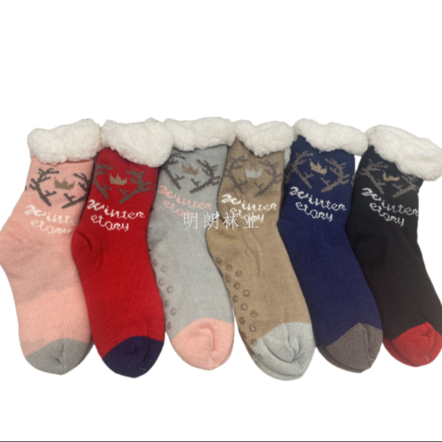 Elk Female Room Socks Indoor Winter Non-Slip Warm Christmas Cost-Effective South America Europe Russia Best-Selling Manufacturer