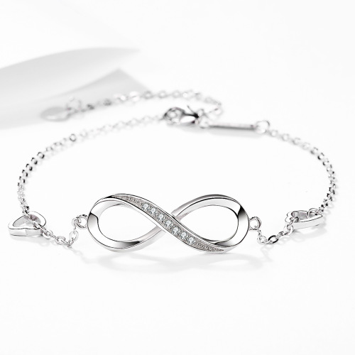 cross-border foreign trade 925 sterling silver european and american style ladies 8-word bracelet classic fashion infinite symbol bracelet source factory