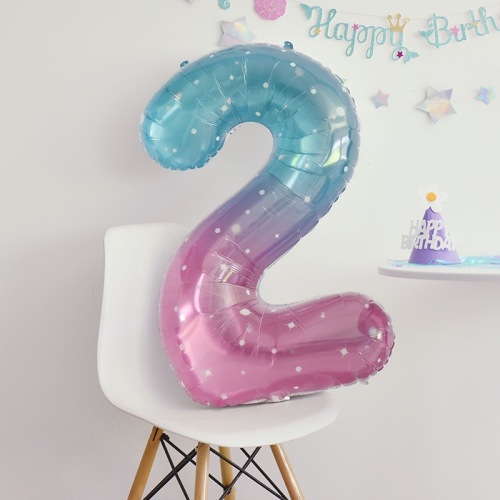 new ins dream starry sky large digital aluminum balloon children baby birthday party layout decoration