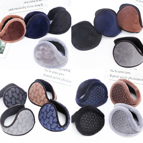2023 winter fashion solid color men‘s warm suede earmuffs outdoor windproof plus-sized thickened ear warmer earmuff wholesale