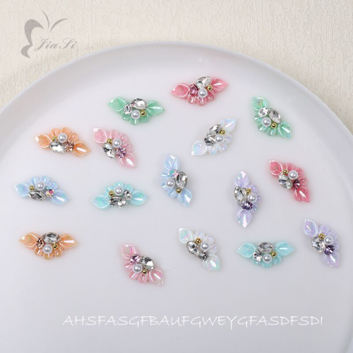 Internet Celebrity New Nail Carving Resin Ornament Inlaid Special-Shaped Diamond Inlaid Pearl Three-Dimensional Petal Nail Sticker Accessories Wholesale 
