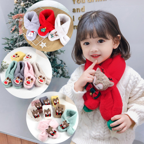 Children‘s Scarf New Autumn and Winter Christmas Plush Warm Imitation Rabbit Fur Cute Baby Bib Boys Girls‘ Scarf