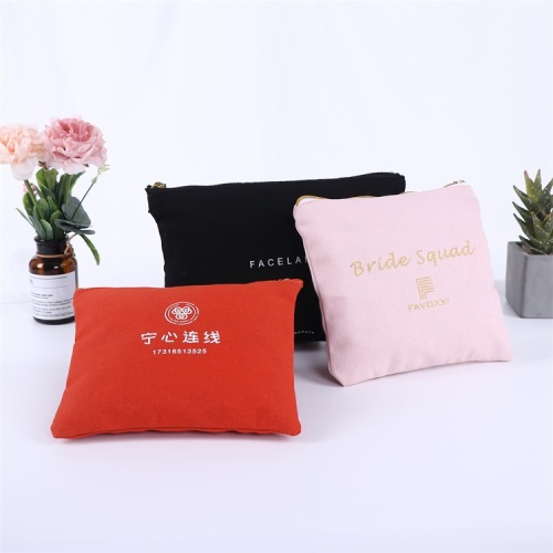 cross-border exquisite canvas zipper bag creative printing hand-held cosmetic bag student blank cotton pencil case factory wholesale