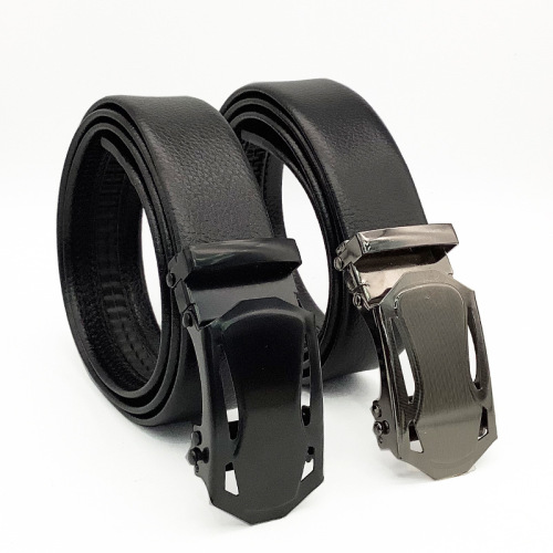 men‘s belt litchi pattern edge-covered iron buckle sports car automatic buckle business pants belt gift gift live broadcast pants belt