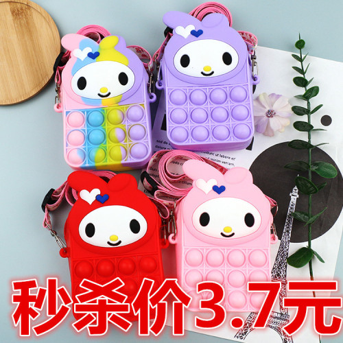 Melody Silicone Bag Coin Purse Female Creative Mini Silicone Zipper Earphone Bag Candy Color Handle with Key Bag