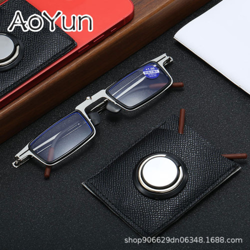 Portable Folding anti-Blue Light Presbyopic Glasses Can Be Pasted with Mobile Phone Bracket Presbyopic Glasses Ultra Light Screw-Free Multi-Functional Glasses