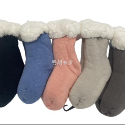 Children's Floor Socks Classic Plain Indoor Non-Slip Warm Thickened European South American Russian Factory Direct Selling Cheap