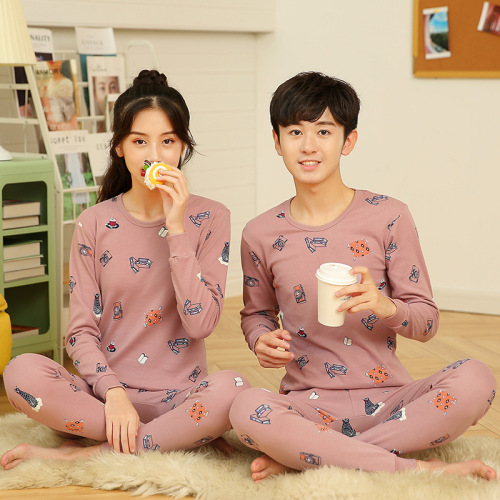 youth autumn clothes long johns cotton underwear set thin little girl student pajamas male middle and big children cotton sweater