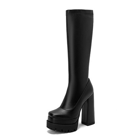 autumn and winter new double-layer platform high boots plastic women‘s winter matching 36-43 plus size women‘s boots