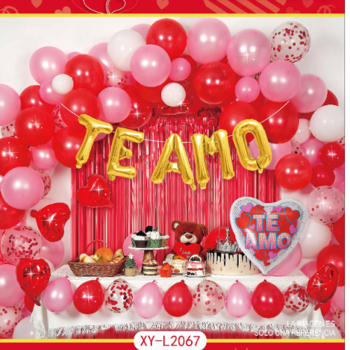 Te Amo Spanish Valentine‘s Day Decoration Balloon Set Love Aluminum Coating Ball Suit Wedding Love Latex Ball