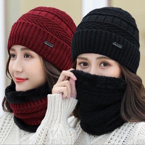 autumn winter hat women‘s fleece-lined warm wool hat korean cycling all-matching thickened knitted hat youth cotton-padded cap trendy women