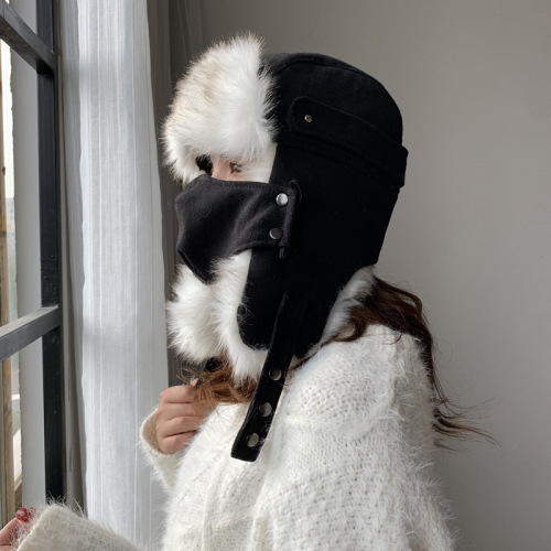 lei feng hat women‘s korean-style fashionable all-match cute hat winter warm leather hat windproof and cold-proof hat korean ear protection hat