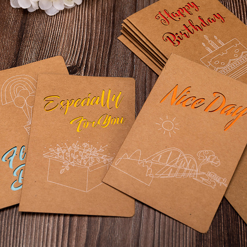 Retro Kraft Paper Hollow out Creative Handmade Blessing Christmas Greeting Card with Envelope Business Gift Cross-Border Thank-You Card