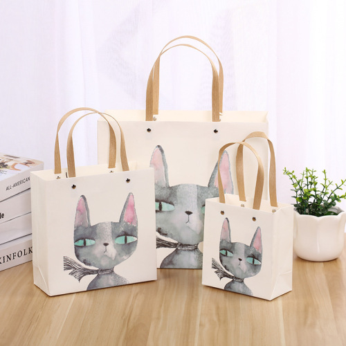 Hot Selling Gift Bag Ins Style Fresh Cat Paper Handbag Gift Bag Birthday Hand Gift Bag