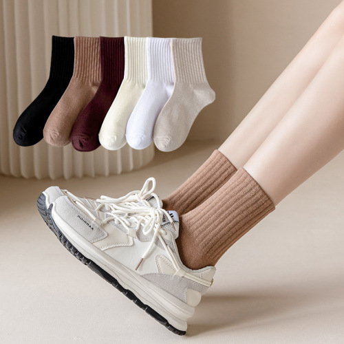 Women‘s Socks Autumn and Winter New Color Sports Style Tube Socks Breathable High Elastic Band Women‘s Socks Spot Delivery