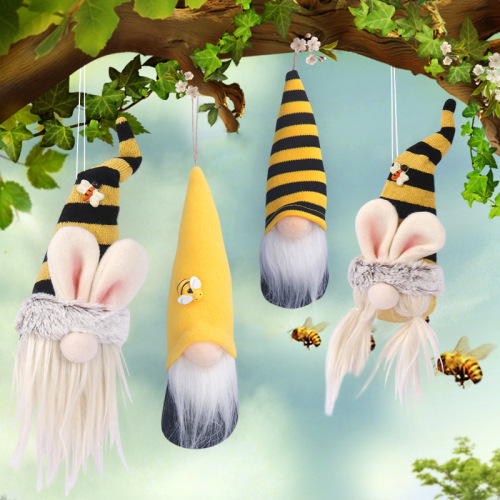 cross-border new bee festival decoration pendant sunflower faceless rudolf doll bee day decoration decoration props