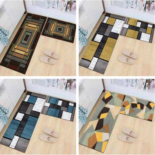 Crystal Velvet Kitchen Floor Mat Two-Piece Set Entrance Door Floor Mat Household Thickened Combination Carpet 