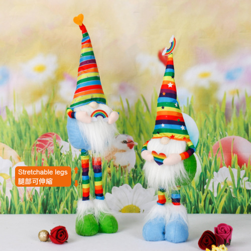 Cross-Border New Arrival Rainbow Festival Decoration Rudolf Colorful Faceless Doll Holiday Gift Venue Layout Props