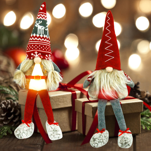 christmas decorations long legs can shine with lights faceless doll doll christmas tree decoration gifts christmas supplies