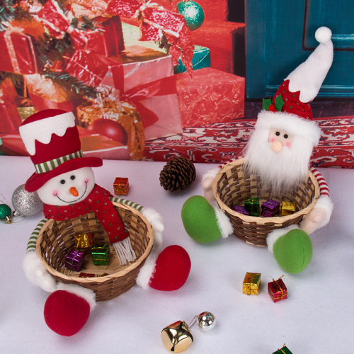 Christmas Candy Basket Santa Snowman Basket Desktop Decoration Bar KTV Fruit Basket Christmas Decorations