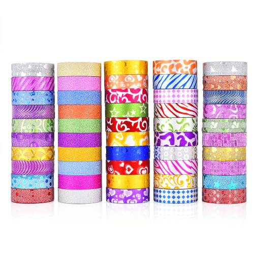50 Rolls of Glitter Tape Packaging and Paper Tape