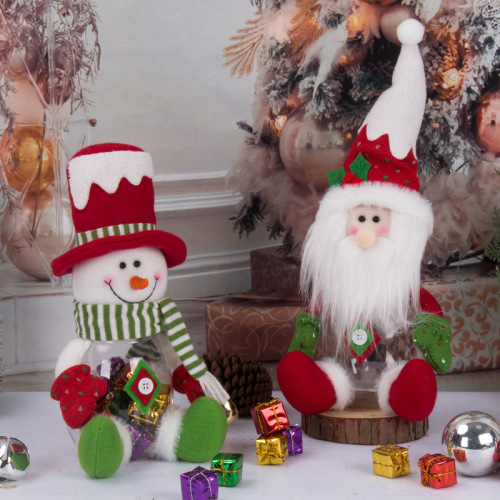 christmas candy bottle christmas decoration santa snowman candy jar gift storage box decoration ornaments