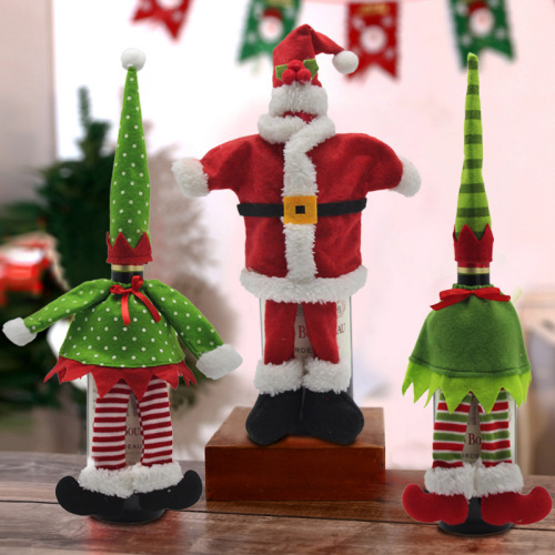 christmas decorations doll pendant wine bottle cover creative santa hat socks gift elk red wine bottle bag