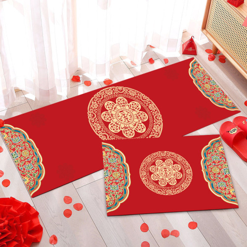 living room carpet wedding floor mat living room bedroom festive doormat red festive kitchen carpet two-piece set