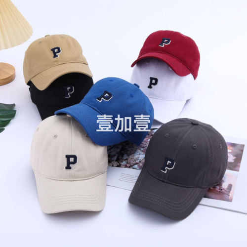 fashion p mark ~ khaki baseball cap women‘s big head circumference and small face sports hat all-match sun protection peaked cap men‘s fashion