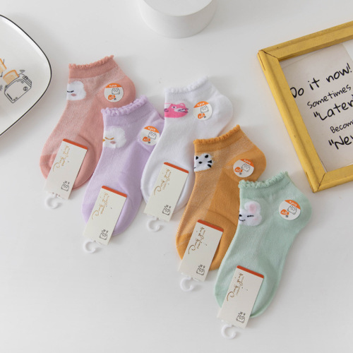 Summer New Baby Boat Socks Cartoon Cute Spring and Autumn Short Tube socks Thin Lace Mesh Breathable Air Conditioning Socks