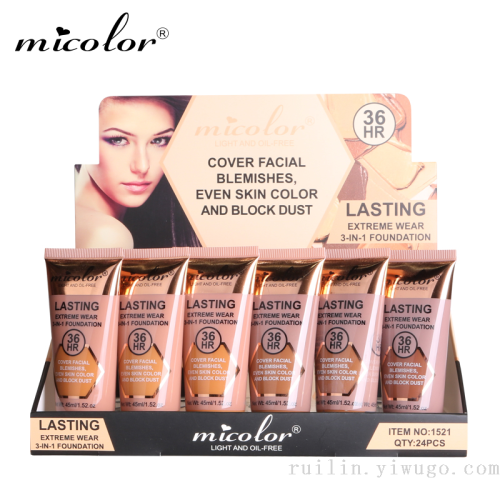 Micolor Liquid Foundation Long-Lasting Long-Lasting Concealer Tattoo Cover Waterproof and Sweatproof Deep Flesh Color Exclusive for Cross-Border