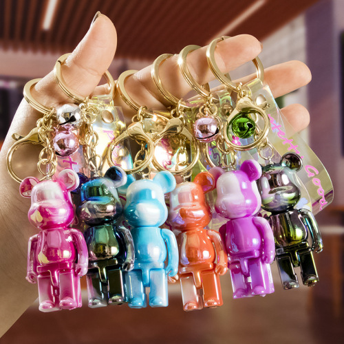 cartoon bear doll keychain pendant acrylic bear colorful colorful backpack car key chain wholesale