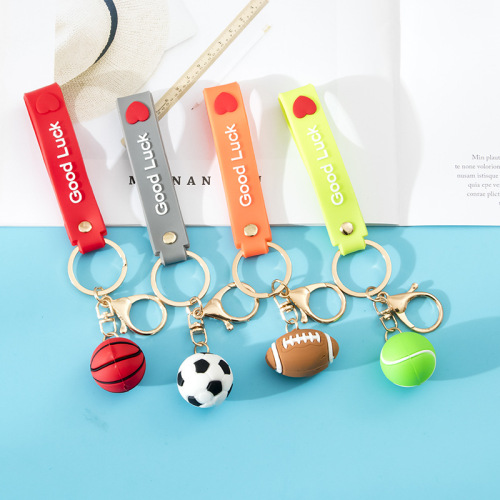 world cup simulation ball keychain epoxy cup football basketball rugby tennis pendant sports gifts for fans