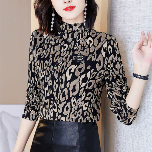 one-piece delivery new western style slim bottoming shirt autumn and winter de velvet half turtleneck long sleeves inner wear t-shirt female