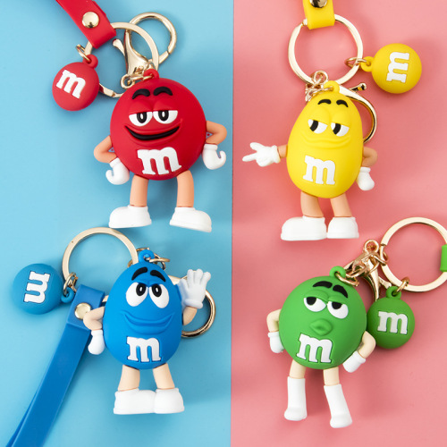 M Bean Keychain Pendant Epoxy Three-Dimensional PVC Figurine Soft Glue Gift Hanging Ornaments in Stock Wholesale
