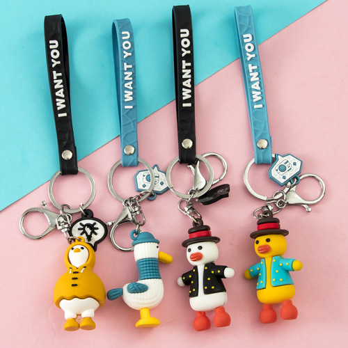 New Internet Celebrity Raincoat Duck Keychain Cute Cheering Duck Key Ring Personality Little Creative Gifts Handbag Pendant