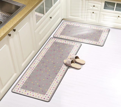 european retro style two-piece kitchen floor mat non-slip and oilproof diatom ooze absorbent floor mat stain resistant bouncy rubber pad