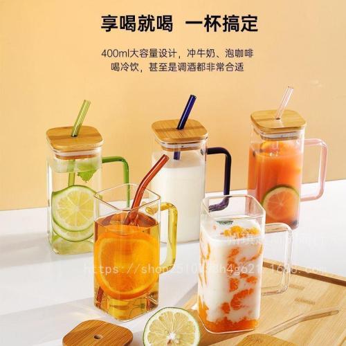 square glass gaopeng heat-resistant square glass transparent water cup household milk cup coffee cup high appearance