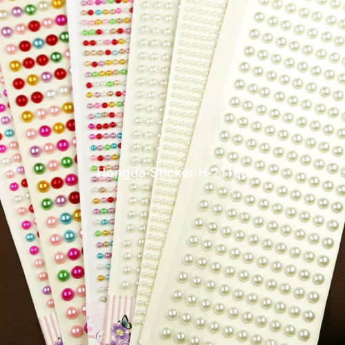 diy handmade diamond paste white red colored pearl nail sticker acrylic decorative sticker