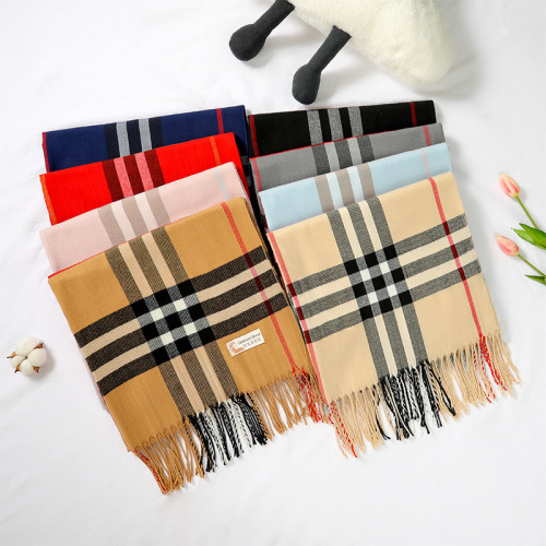 250g plaid cashmere scarf women‘s autumn and winter classic british plaid thick warm scarf men‘s long tassel shawl