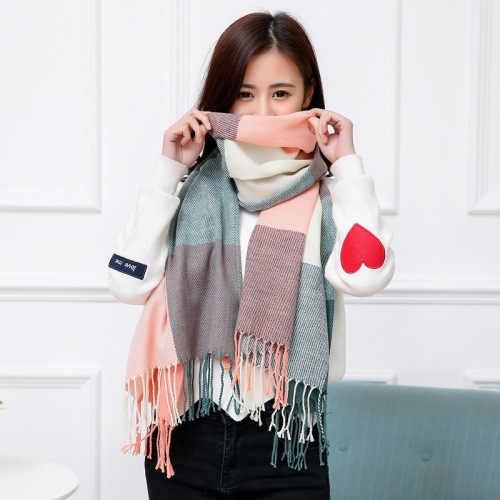 korean style autumn and winter warm cashmere tassel student new plaid scarf women‘s winter all-match shawl factory wholesale
