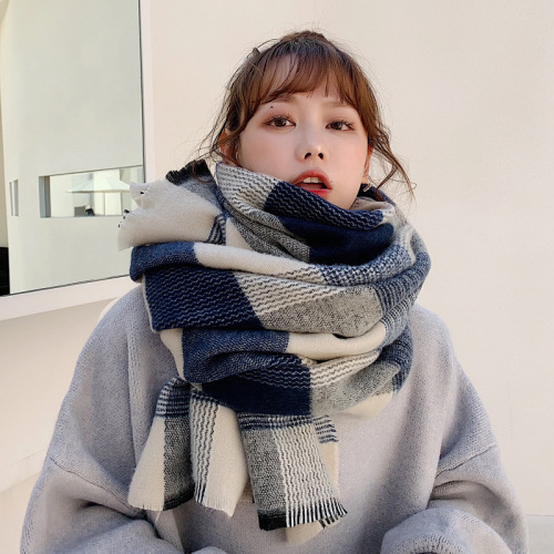 2023 women‘s scarf winter korean style all-matching autumn cashmere plaid scarf thick warm student couple shawl
