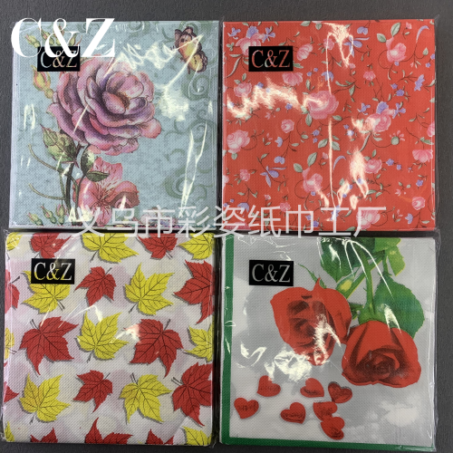 flowers and plants series napkin tissue foreign trade printing napkin square tissue double layer tissue factory direct sales
