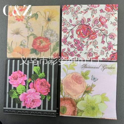 flowers and plants series napkin tissue foreign trade printed napkin square tissue double-layer tissue factory direct sales