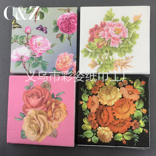 flower and grass series napkin tissue foreign trade printing napkin square tissue double layer tissue factory direct sales