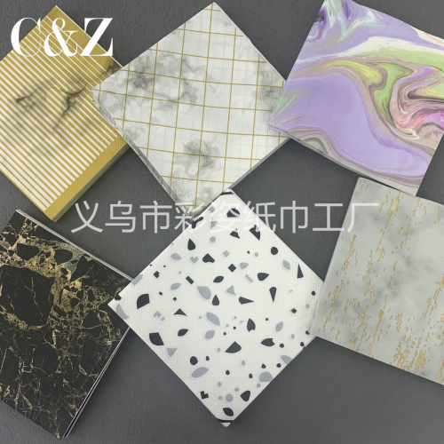 Marble Series Napkin Tissue Foreign Trade Printing Napkin Square Tissue Double Layer Tissue Factory Direct Sales