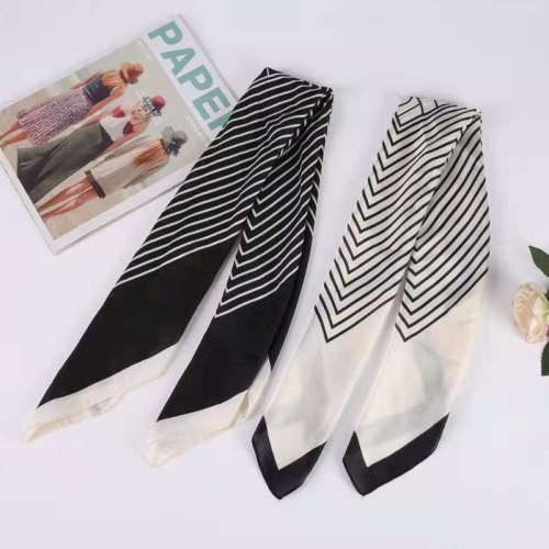 new square scarf anjia sun li same style classic style scarf silk scarf striped simple korean style black and white square scarf small scarf