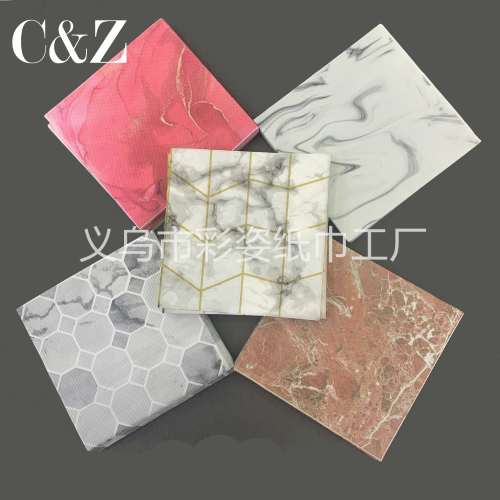 Marble Series Napkin Tissue Foreign Trade Printed Napkin Square Tissue Double Layer Tissue Factory Direct Sales