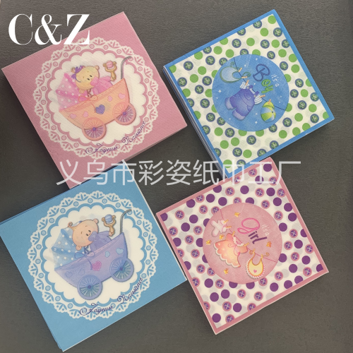 baby series napkin tissue foreign trade printing napkin square tissue double layer tissue factory direct sales
