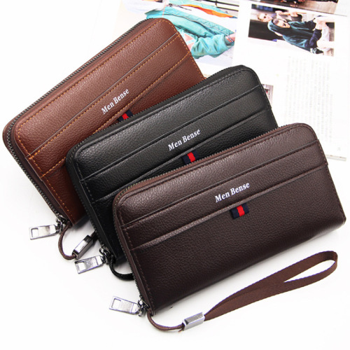 Factory Wholesale Casual Men‘s Long Wallet Clutch Business Multiple Card Slots Wallet Long Zipper Phone Bag